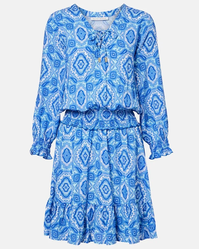 Heidi Klein Bedrucktes Minikleid Mykonos Blau