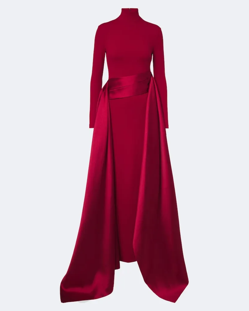 Solace London Robe Olivia aus Crêpe mit Satin Rot