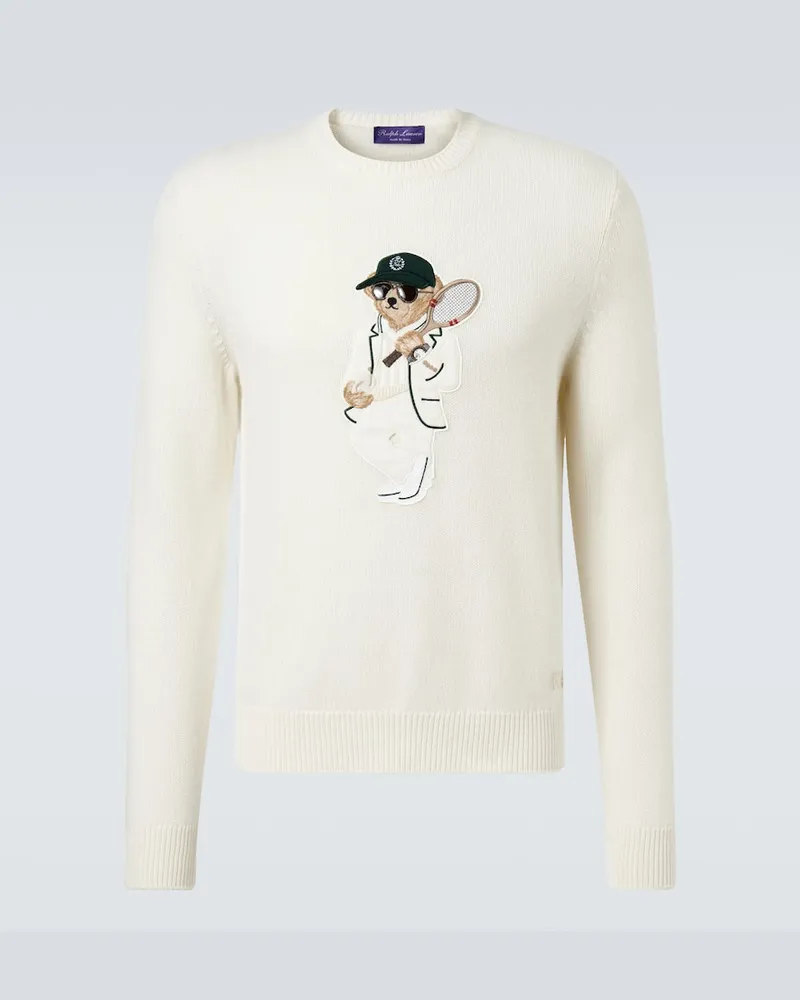 Ralph Lauren Pullover Polo Bear aus Kaschmir Weiß
