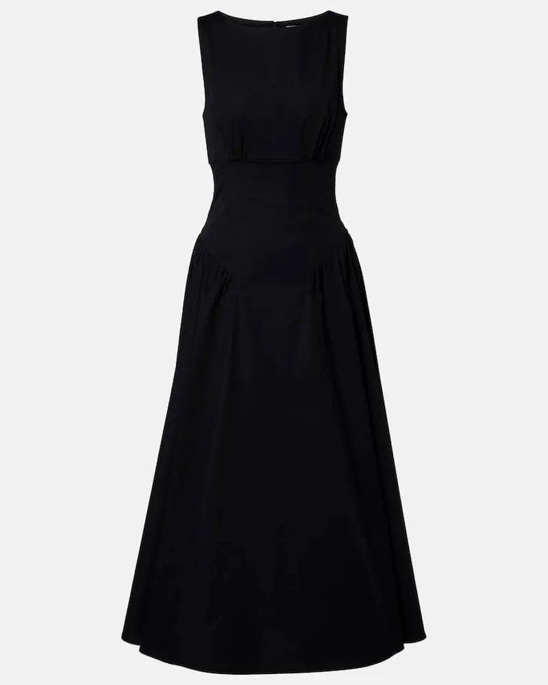 STAUD Midikleid Gwen aus Baumwolle Schwarz