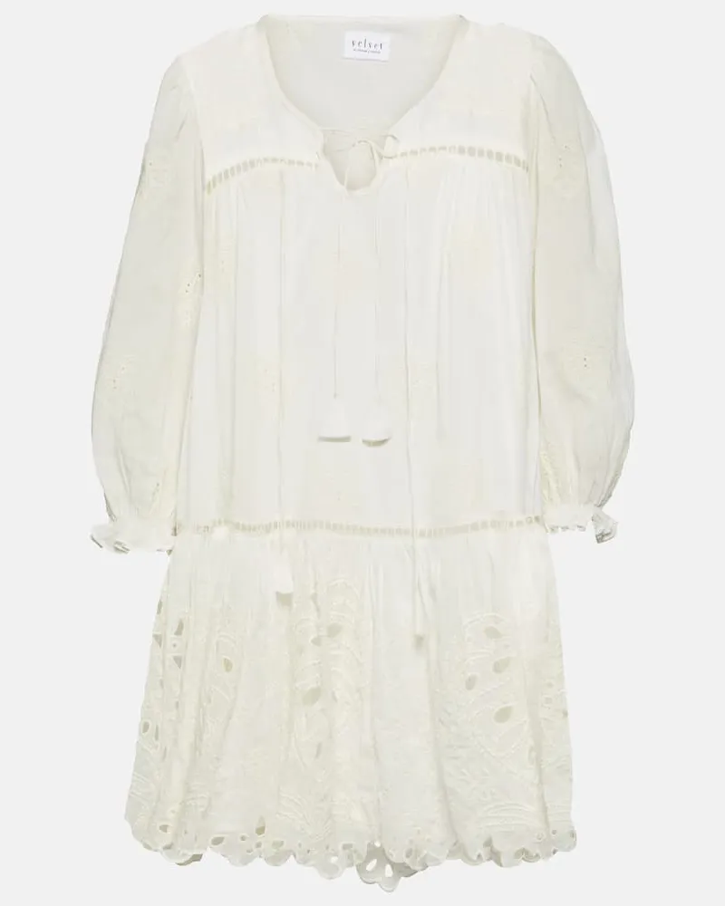Velvet Besticktes Minikleid Renee aus Baumwolle Weiß