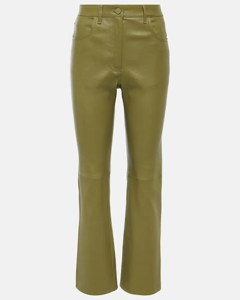 Joseph Gerade Hose Stretch Duke aus Leder Grün