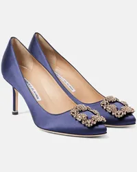 Manolo Blahnik Verzierte Pumps Hangisi aus Satin Blau