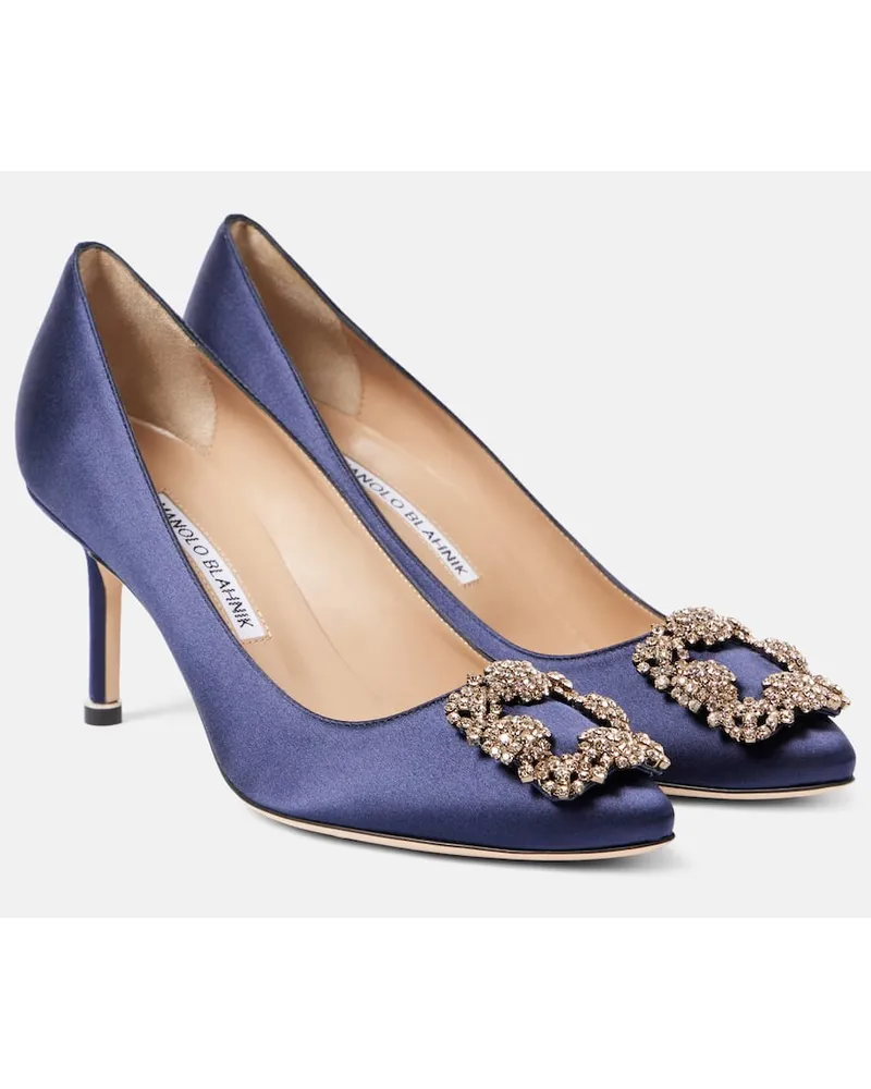 Manolo Blahnik Verzierte Pumps Hangisi aus Satin Blau