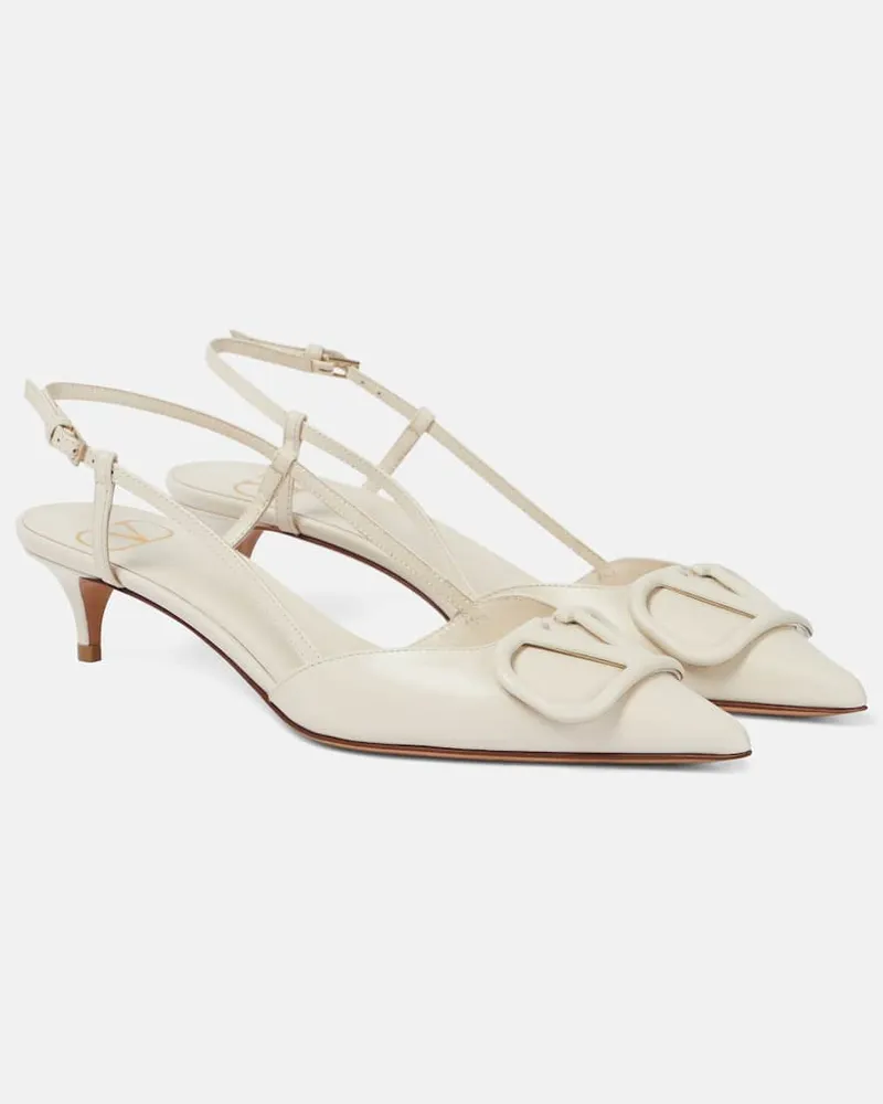 Valentino Garavani Slingback-Pumps VLogo Signature 50 aus Leder Weiß