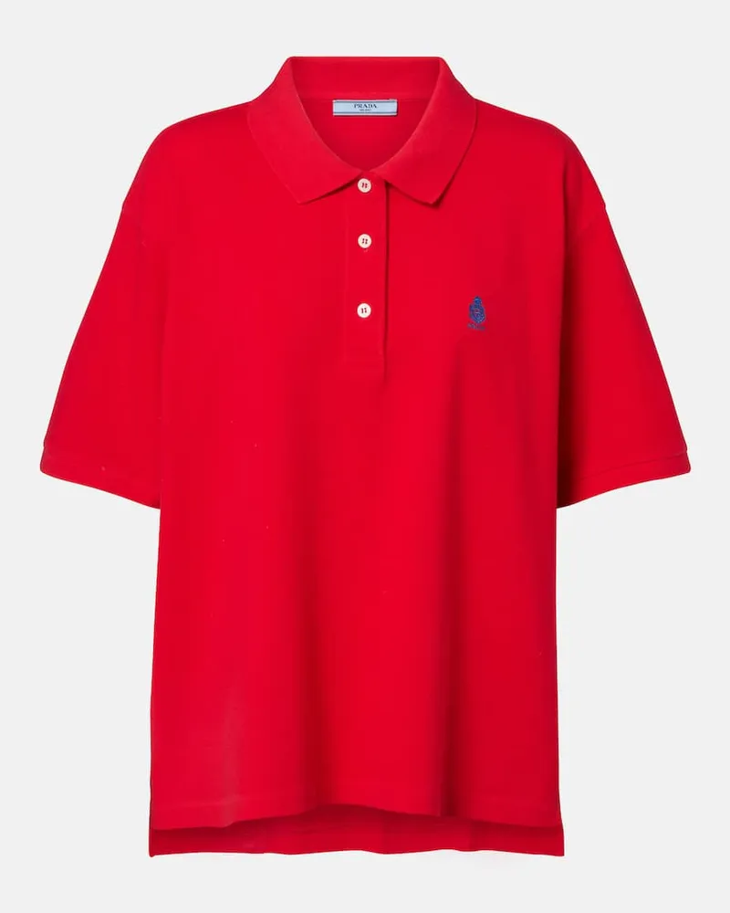 Prada Polohemd aus Baumwoll-Piqué Rot
