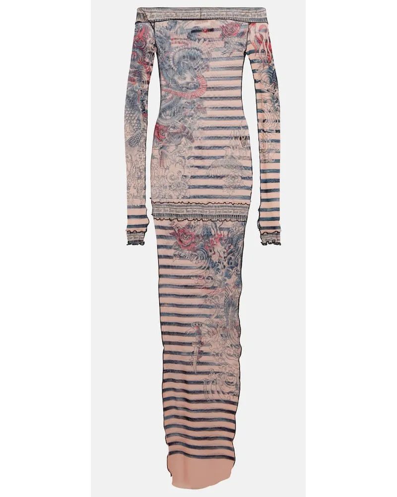 Jean Paul Gaultier Tattoo Collection Maxikleid Multicolor