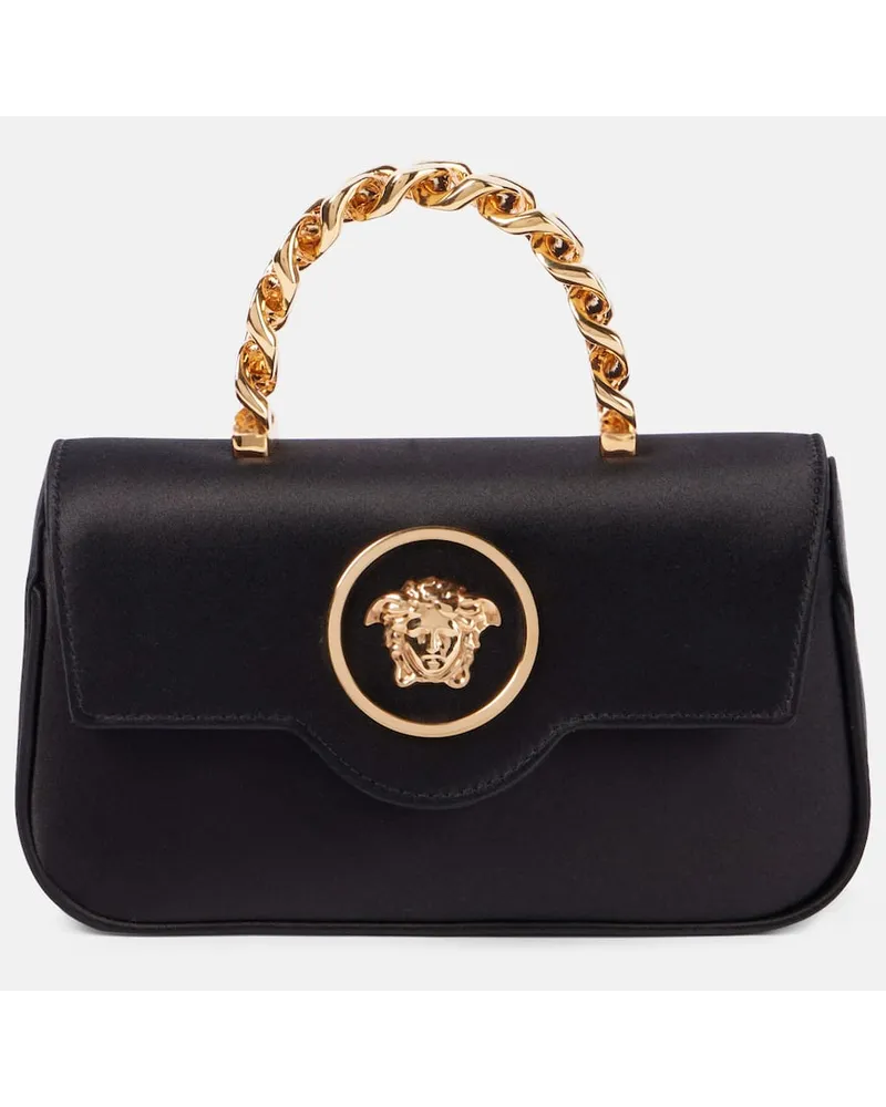 Versace Tote La Medusa Mini aus Satin Schwarz