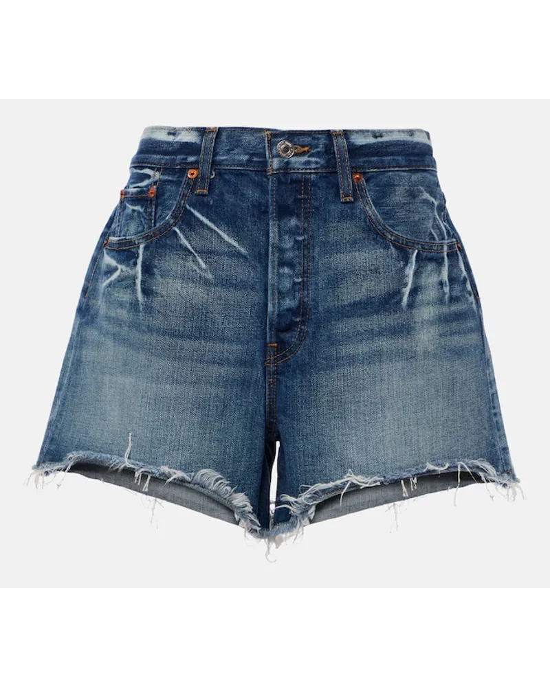 RE/DONE High-Rise Jeansshorts Blau