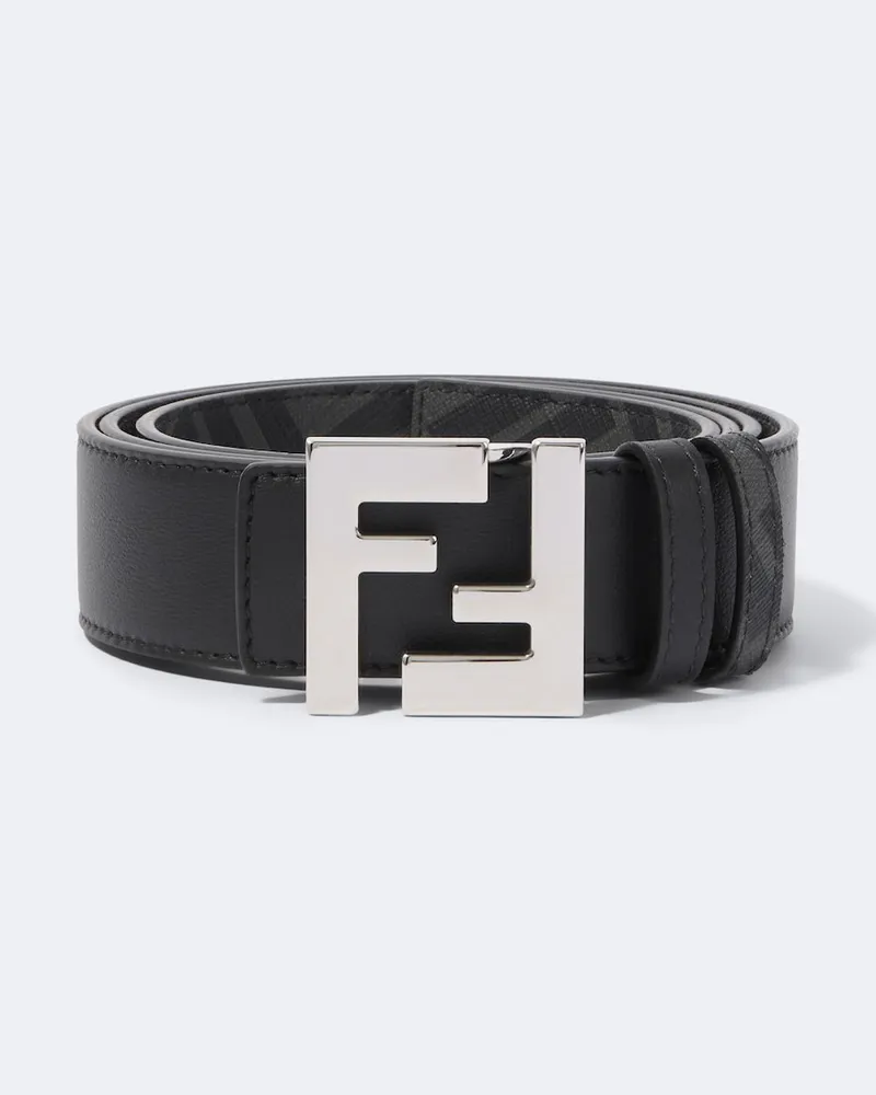 Fendi Wendbarer Gürtel FF Zucca aus Leder Schwarz