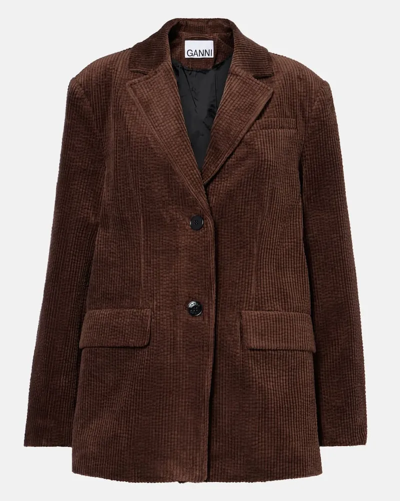 Ganni Blazer aus Baumwoll-Cord Braun