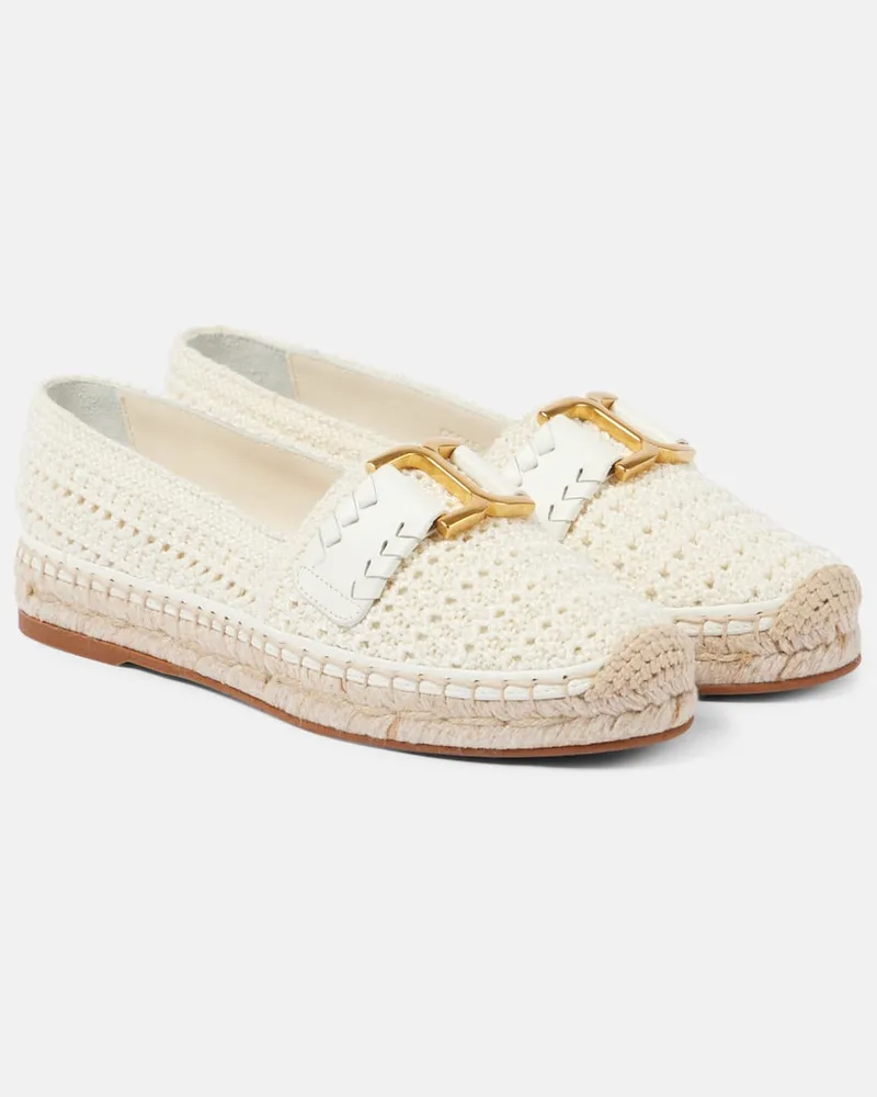 Chloé Chloé Espadrilles Marcie aus Häkelstrick mit Leder Weiß