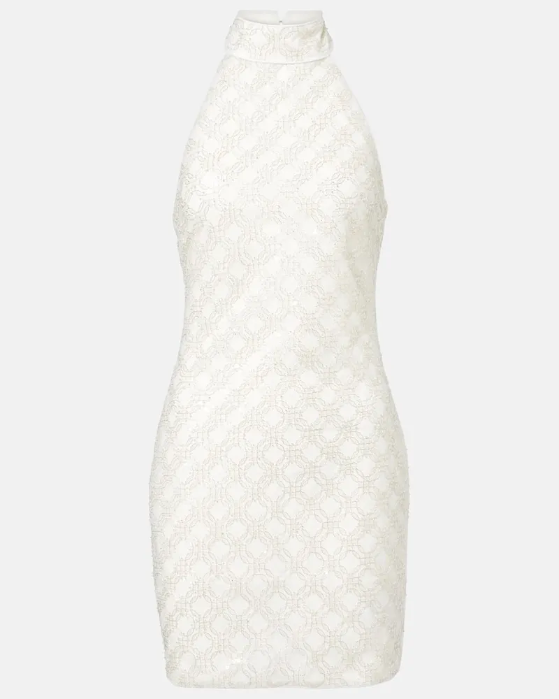 ROTATE Birger Christensen Verziertes Minikleid aus Seide Weiß