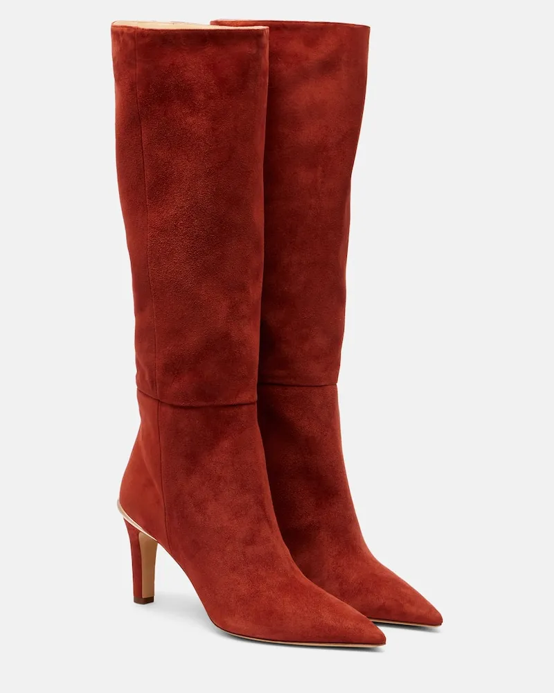 Gabriela Hearst Stiefel Aura aus Veloursleder Burgunderrot