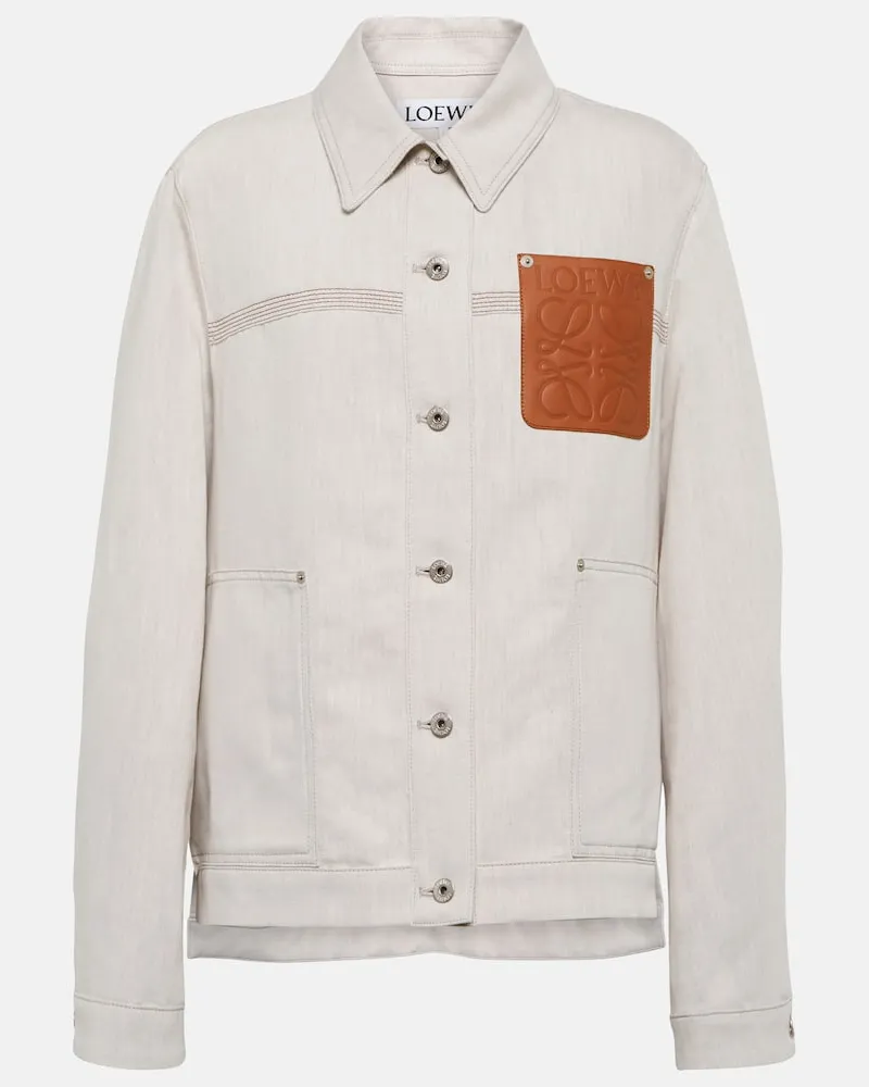 Loewe Jacke aus Baumwolle und Leinen Weiß