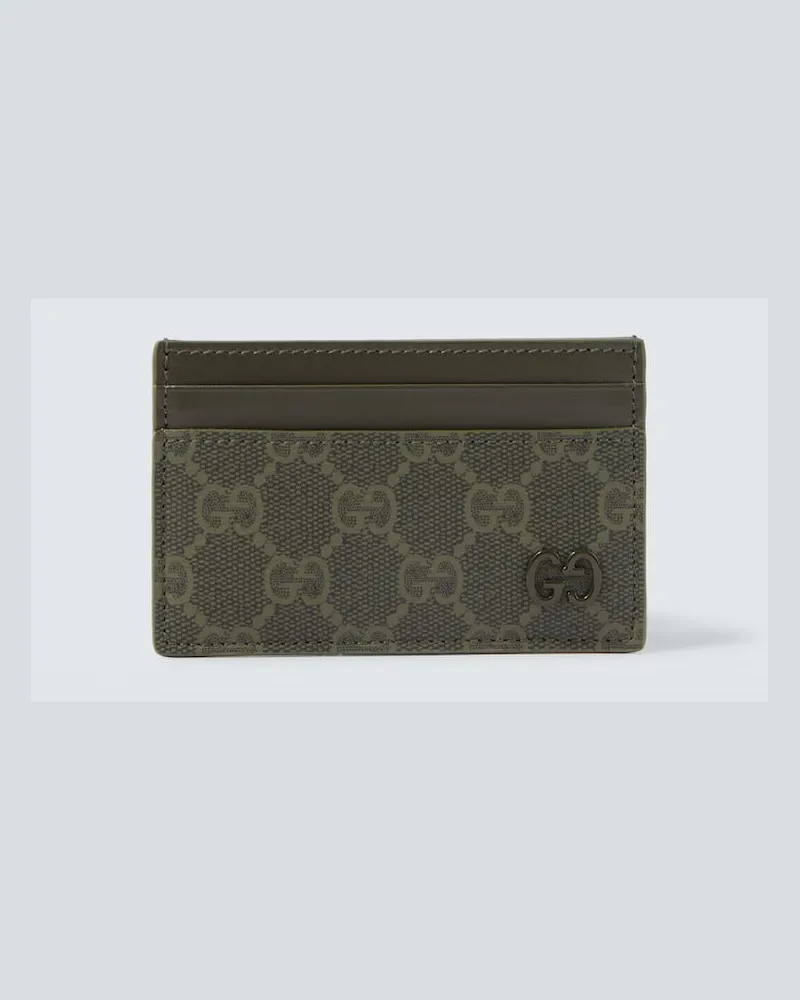 Gucci Kartenetui GG aus Canvas mit Leder Grün