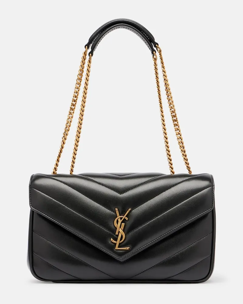 Saint Laurent Schultertasche Loulou Medium aus Leder Schwarz