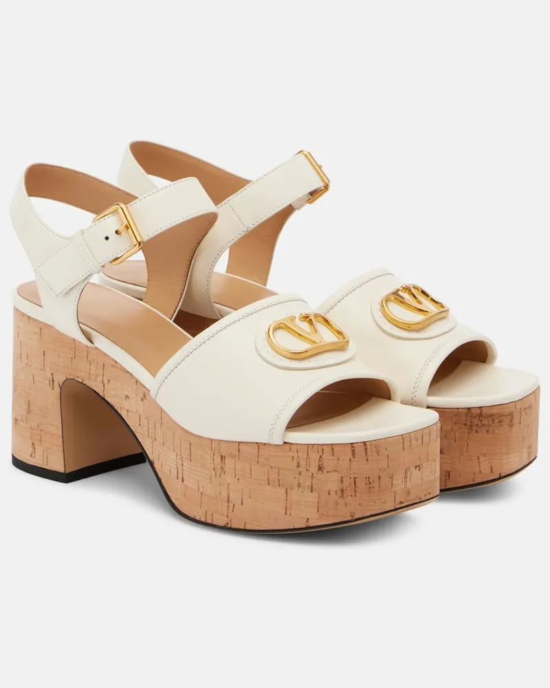 Valentino Garavani Plateausandalen VLogo Signature 80 aus Leder Weiß