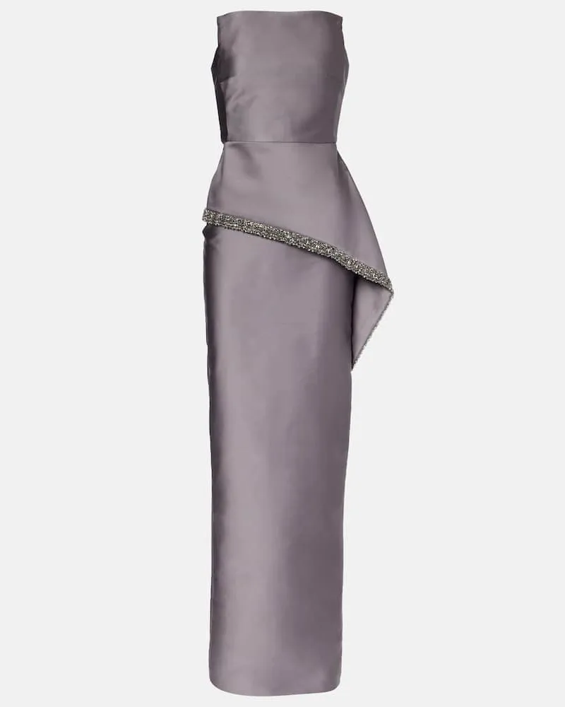Roland Mouret Robe aus Taft mit Kristallen Grau