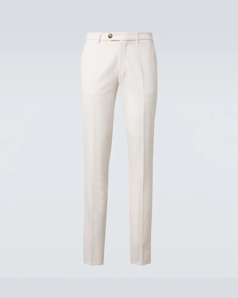 Brunello Cucinelli Schmale Hose aus Baumwolle Weiß