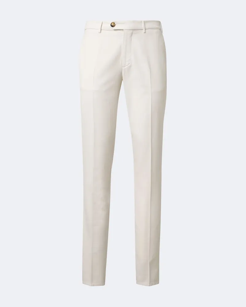 Brunello Cucinelli Schmale Hose aus Baumwoll-Gabardine Weiß