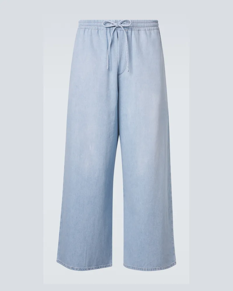 Loewe Weite Cropped-Hose Anagram aus Denim Blau