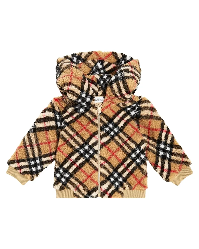 Burberry Baby Jacke Burberry Check aus Teddyfleece Beige