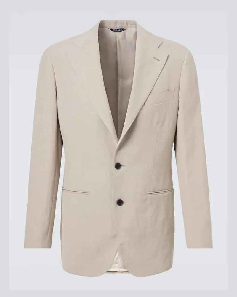 SAMAN AMEL Anzugjacke aus Leinen Beige