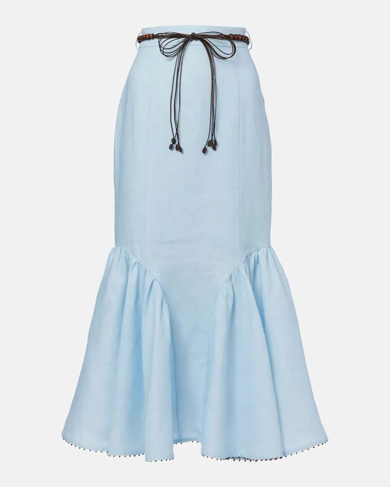 Zimmermann Midirock Rhiannon aus Leinen Blau