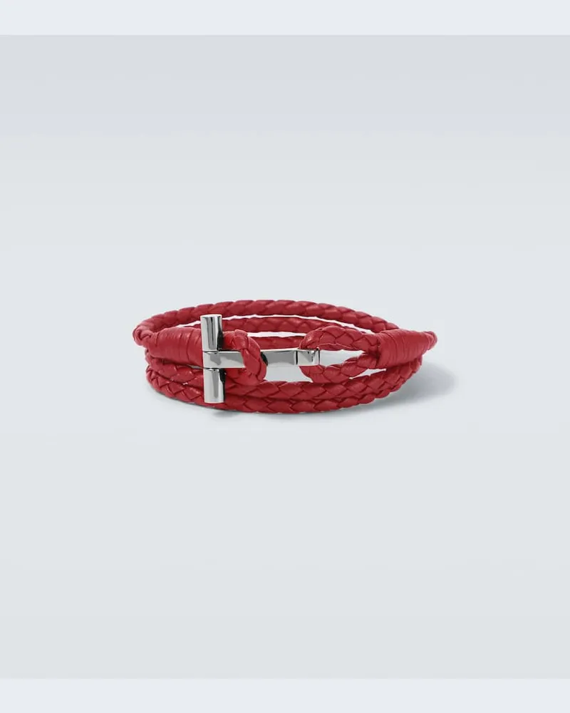 Tom Ford Armband T aus Leder Rot