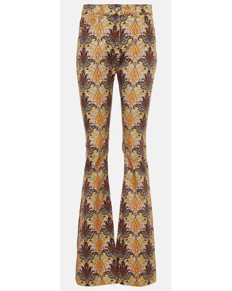 Etro Bedruckte High-Rise-Schlaghose Multicolor