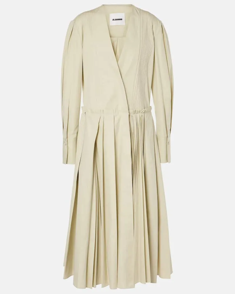 Jil Sander Midikleid aus Baumwollpopeline Grün