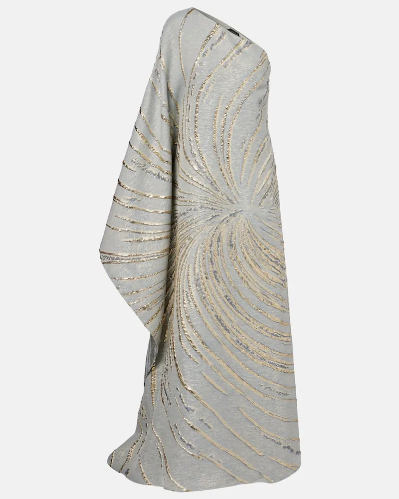 Taller Marmo One-Shoulder-Robe Cannes aus Lamé Silber