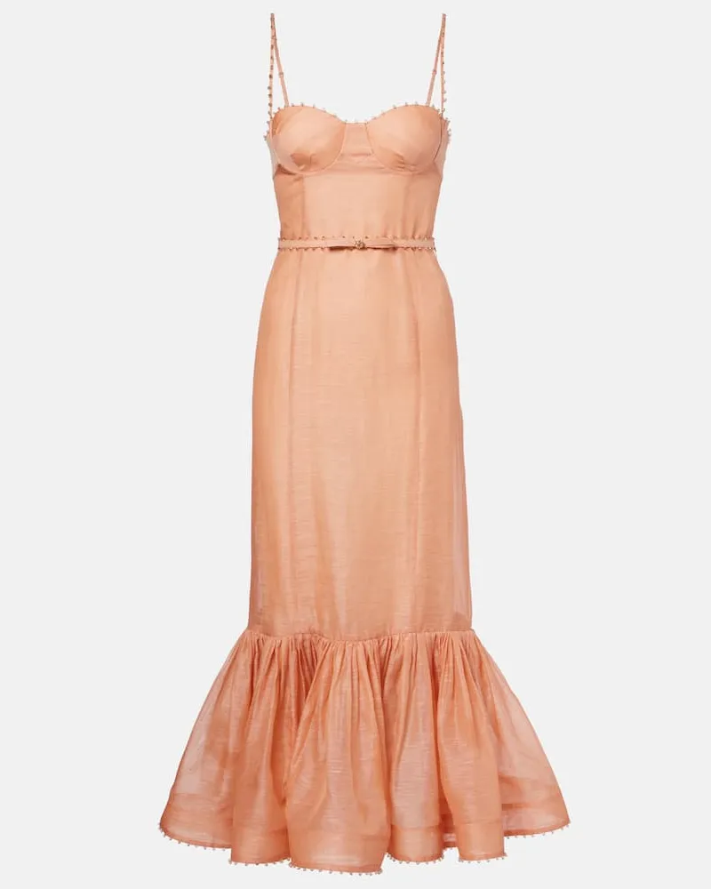 Zimmermann Verzierte Robe Hypnotic aus Leinen und Seide Rosa