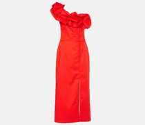 One-Shoulder-Abendkleid aus Popeline