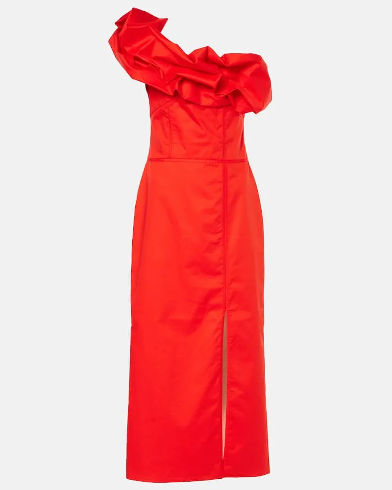 Johanna Ortiz One-Shoulder-Robe aus Popeline Rot