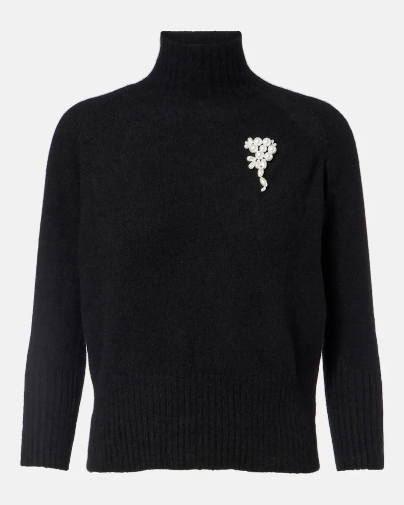 Simone Rocha Verzierter Rollkragenpullover aus Kaschmir Schwarz