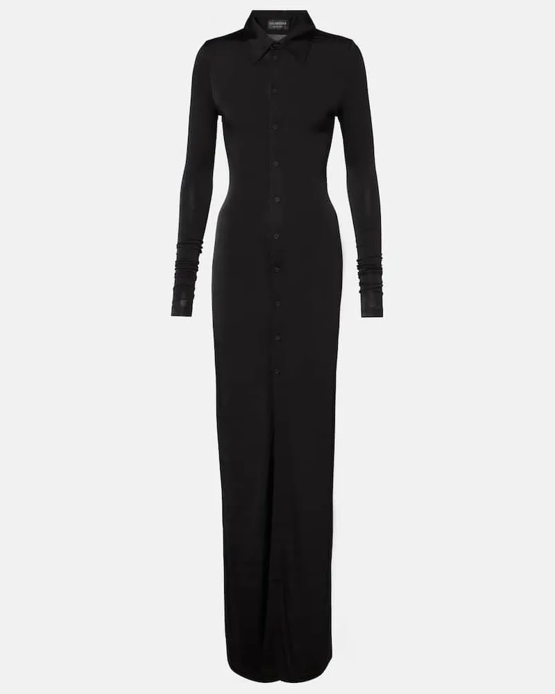 Balenciaga Maxikleid aus Jersey Schwarz