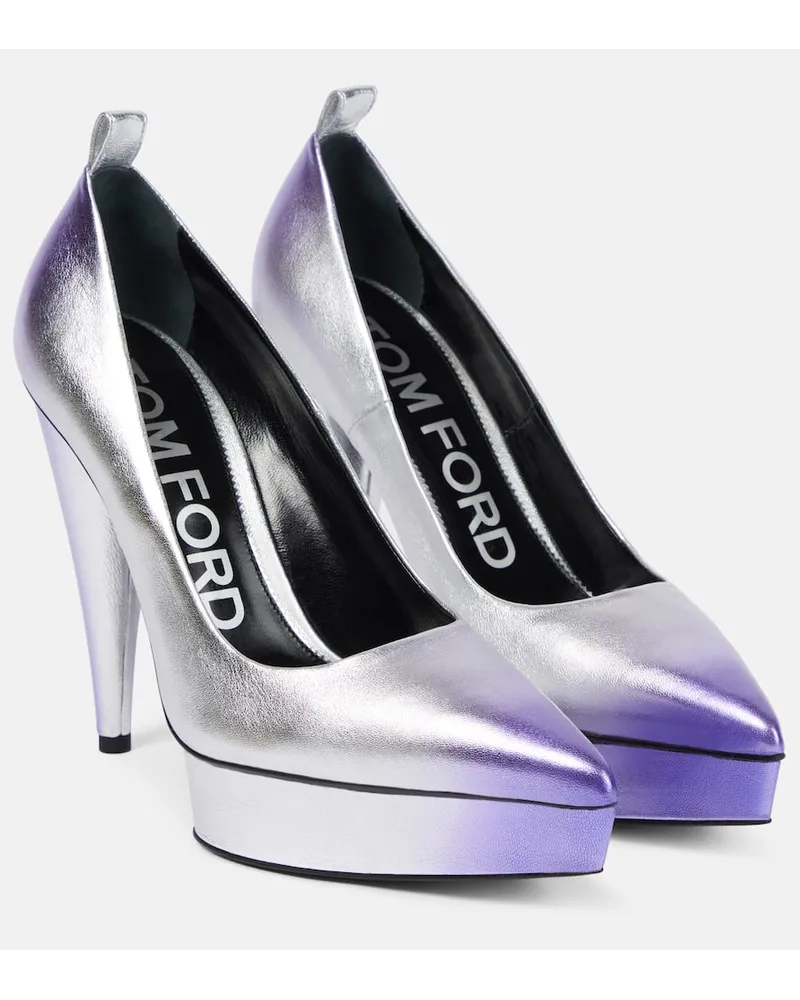 Tom Ford Plateau-Pumps aus Metallic-Leder Multicolor