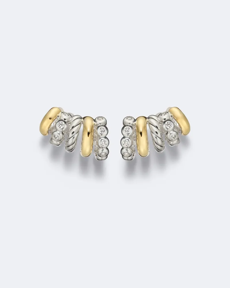 David Yurman Ohrringe DY Mercer® aus 18kt Gelbgold und Sterlingsilber mit Diamanten Silber