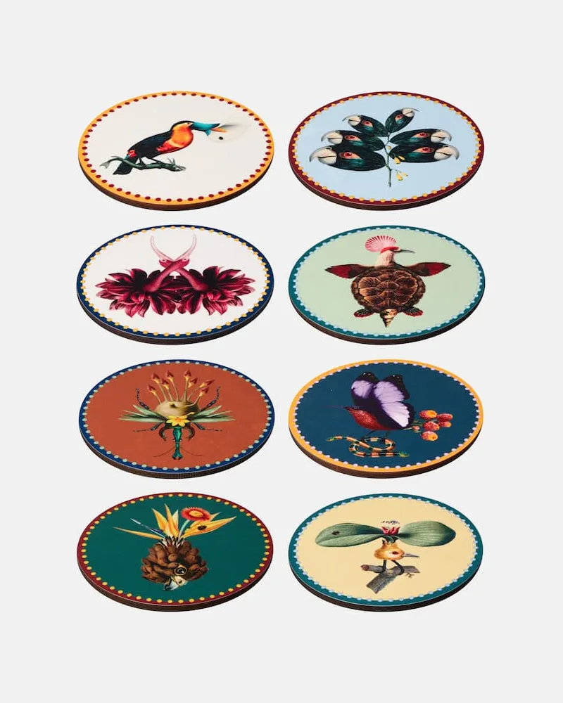 La DoubleJ Set Fantastic Creatures aus acht Untersetzern Multicolor