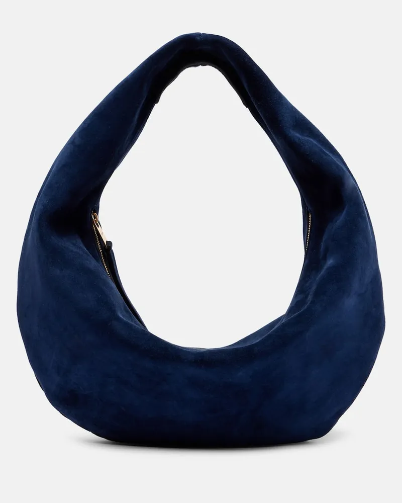 KHAITE Schultertasche Olivia Medium aus Veloursleder Blau