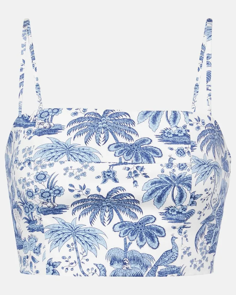 STAUD Bedrucktes Cropped-Top Federico aus Baumwolle Blau
