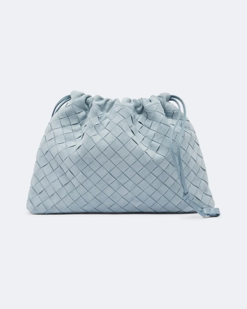 Bottega Veneta Clutch Dustbag Small aus Veloursleder Blau