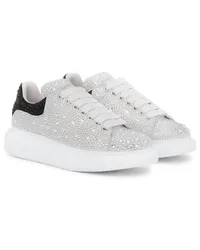 Alexander McQueen Sneakers Oversized aus Leder mit Kristallen Weiss