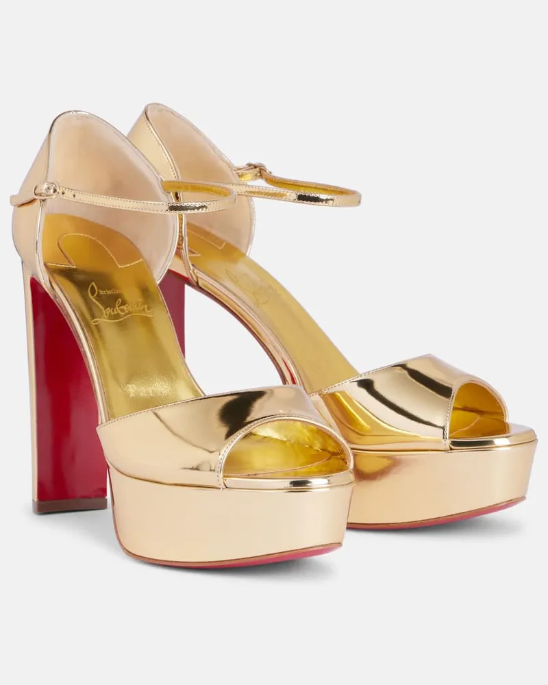 Christian Louboutin Plateausandalen Sandaloo aus Metallic-Leder Gold