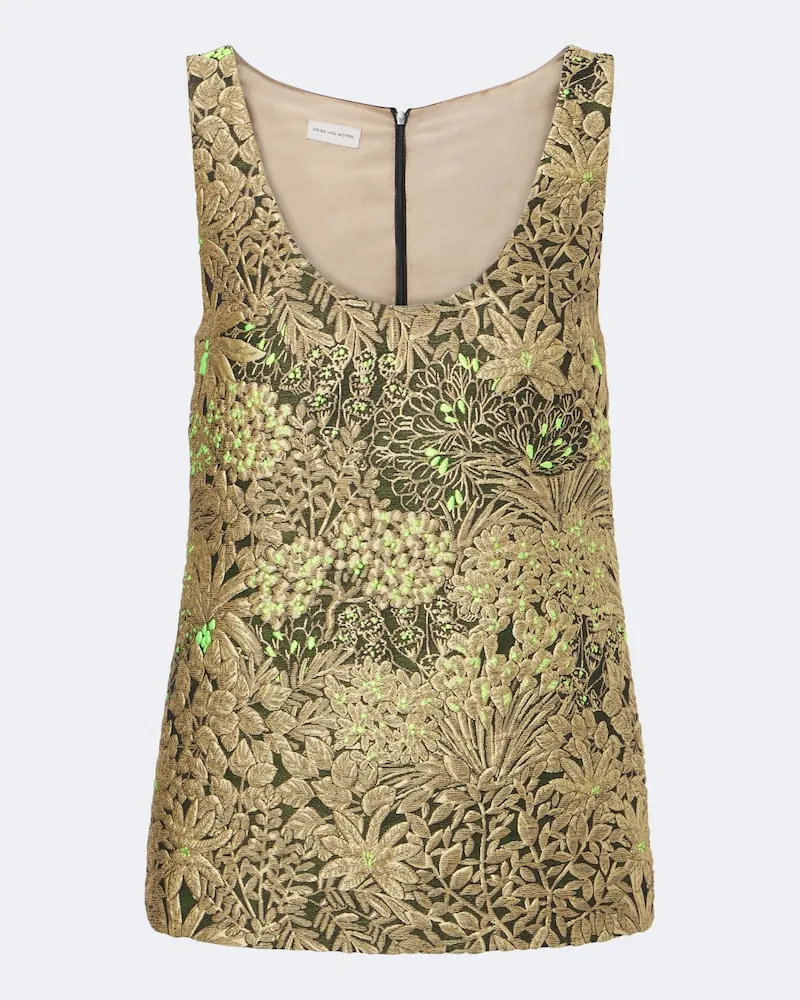 Dries van Noten Top aus Jacquard Gold