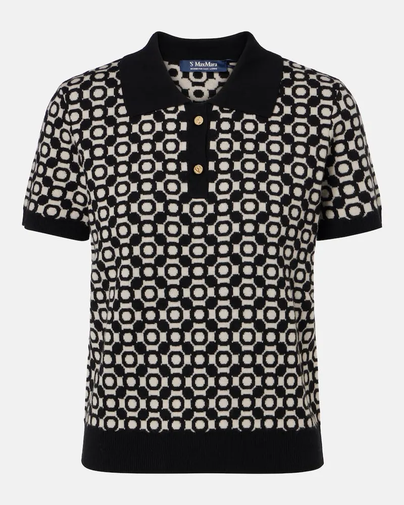 Max Mara Polopullover Medera aus Woll-Jacquard Weiß
