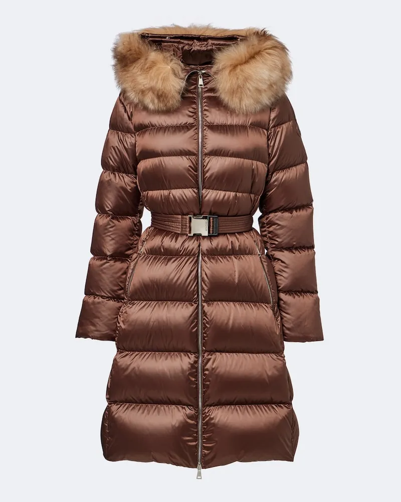 Moncler Daunenmantel mit Shearling Braun