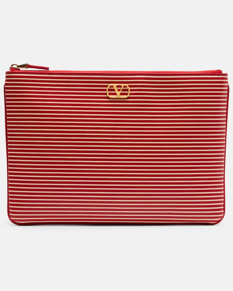 Valentino Garavani Clutch VLogo aus Leder Rot